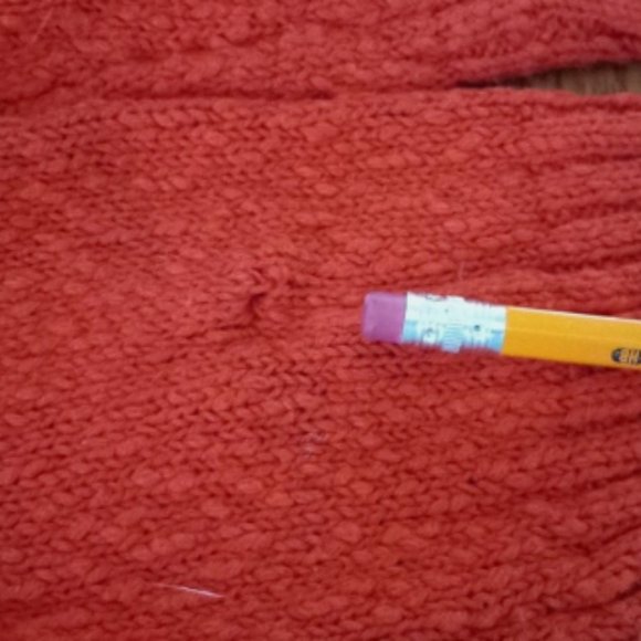 Orange Textured Knit Open Cardigan Women’s Small Crop Sweater 3/4 Sleeve Cotton - Picture 7 of 8